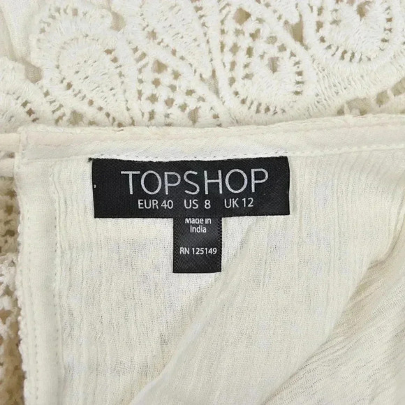 Topshop Romper Crochet Lace V-Neck Cream Ivory Size 8 - Picture 9 of 11